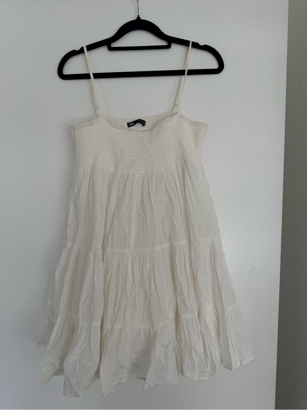 Zara Cream Smocked Bodice Tiered Sundress